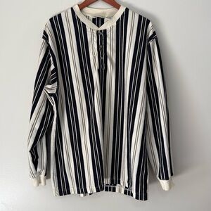 Eddie Bauer vintage blue & cream striped long sleeve tee size XL